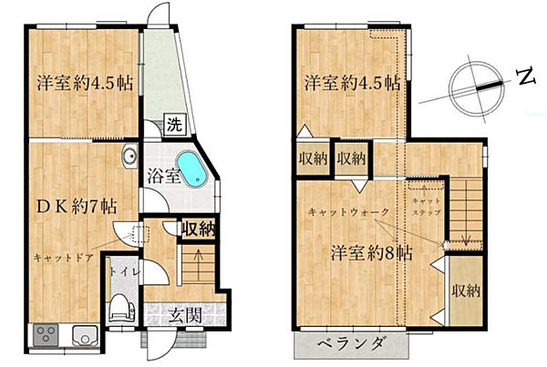 安堂町キャットハウス 1号室｜大阪府柏原市安堂町(賃貸一戸建3DK・1階・57.00㎡)の写真 その2