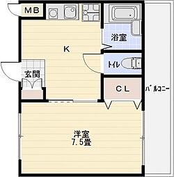 サニーハイム 1Kの間取図画像