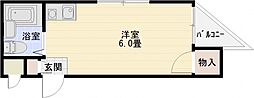 サンビレッジ柏原 ワンルームの間取図画像