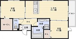 プレジール 2階2LDKの間取り