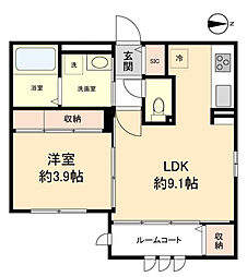 珊瑚 1階1LDKの間取り