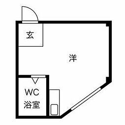 プレアール恩智2 1Kの間取図画像