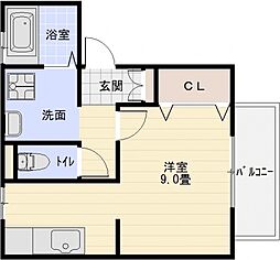 サンフェルティB棟 1Kの間取図画像