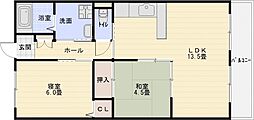 第3コーポ平野 2LDKの間取図画像