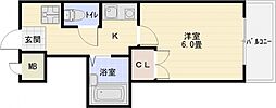 プランドール 1Kの間取図画像
