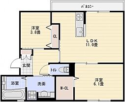エクセレント曙川東2 2LDKの間取図画像