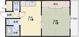 アクティ・金田 1DKの間取図画像
