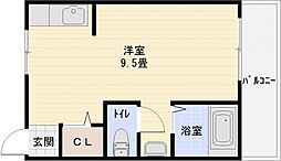 畑本ハイツ ワンルームの間取図画像