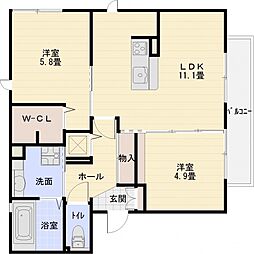 ブランシェ・メゾン 2LDKの間取図画像