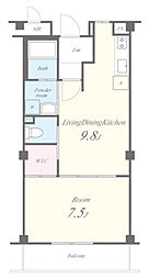 リラスクエア八尾宮町 1LDKの間取図画像