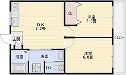 国分ロイヤルハイツ 2DKの間取図画像