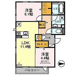 ボヌール 2LDKの間取図画像