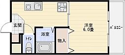 JPアパートメント柏原 1Kの間取図画像
