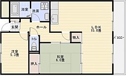 グランパリス国分 2LDKの間取図画像