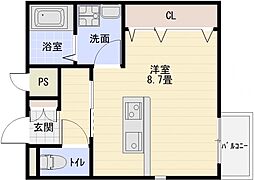 ステラウッド春日丘 ワンルームの間取図画像