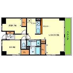 ルミエール八尾 1SLDKの間取図画像