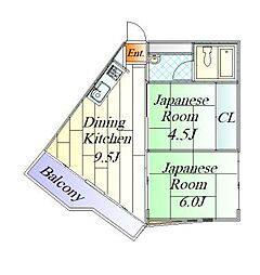 コーポ小松島 2DKの間取り