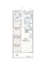 上池台スカイマンション 2LDKの間取図画像