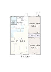 東小金井ハイツ 2LDKの間取図画像