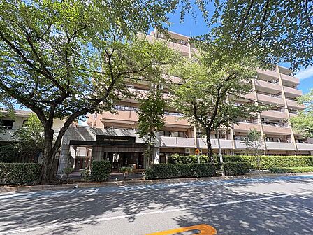 豊かな植栽と街路樹に囲まれた上品なアプローチ。季節の移ろいを感じながら心地よく暮らせる住環境です。