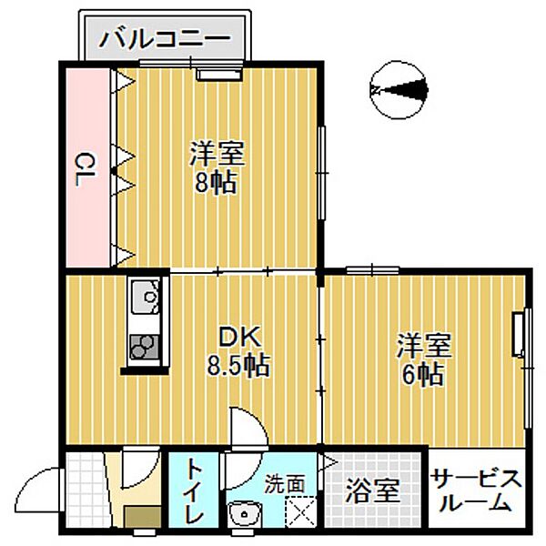 パールハイツとなみ2 205｜富山県砺波市平和町(賃貸アパート2SDK・2階・55.89㎡)の写真 その2