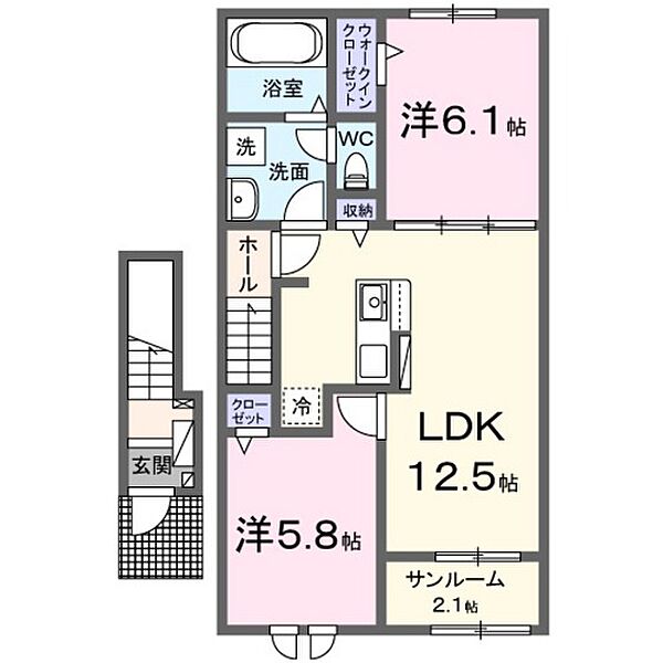 パルクみなみの杜 203｜富山県高岡市戸出町3丁目(賃貸アパート2LDK・2階・59.93㎡)の写真 その2