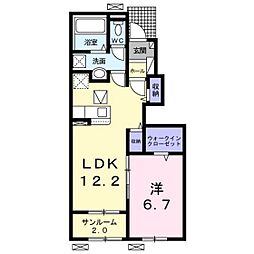 ヴィラージュS VII 1階1LDKの間取り