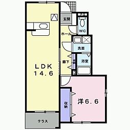 レ・パラッツォI 1階1LDKの間取り