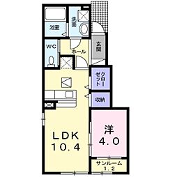 アチェレータ 1階1LDKの間取り