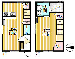 ブルージェイ若草 1LDKの間取図画像
