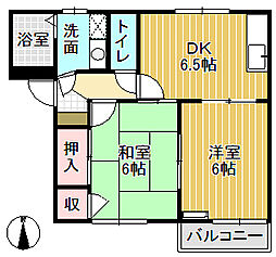 フレグランス福野 2DKの間取図画像