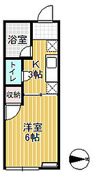 サニースポット 1Kの間取図画像