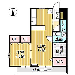チューリップフィールド 1LDKの間取図画像