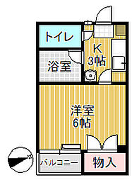 エスペラントB1 1Kの間取図画像