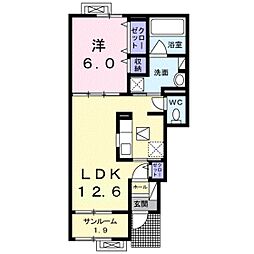 ヴィラージュプルミエール2 1LDKの間取図画像