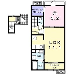 カーサ砺波1 1LDKの間取図画像