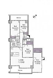 ツインエルシティ千葉2番館 4LDKの間取図画像