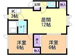 プティメゾン小樽 2LDKの間取図画像