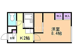 レオパレスK&M2 1Kの間取図画像