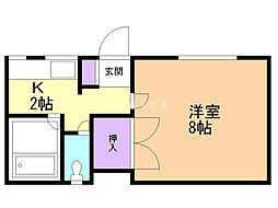 グリーンコーポ 1Kの間取図画像