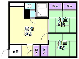 伊藤コーポ 2DKの間取図画像
