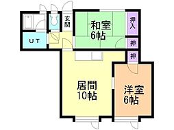 メゾンシャングリラ 2LDKの間取図画像