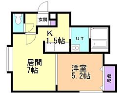 フレンズ小樽 1LDKの間取図画像