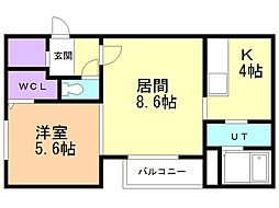 Montblanc 1LDKの間取図画像