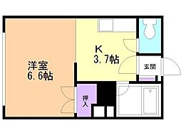 メゾンハックベリー ワンルームの間取図画像