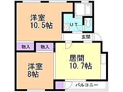 マンション一期一会 2LDKの間取図画像