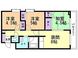 富岡レジデンス 3DKの間取図画像