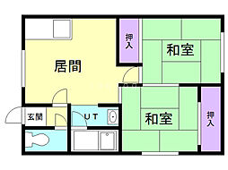 マンションアラヤ 2DKの間取図画像