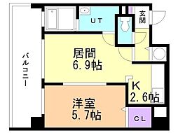 オタルベイサイドシティ7 1LDKの間取図画像