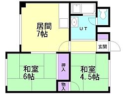 新光コーポラス 2LDKの間取図画像